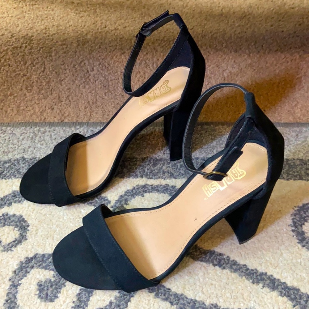 Black strap heels